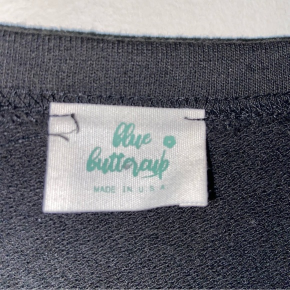 Blue Buttercup Sweatshirt Womens Small Black Skull Graphic Print Goth Oversized - Picture 6 of 7